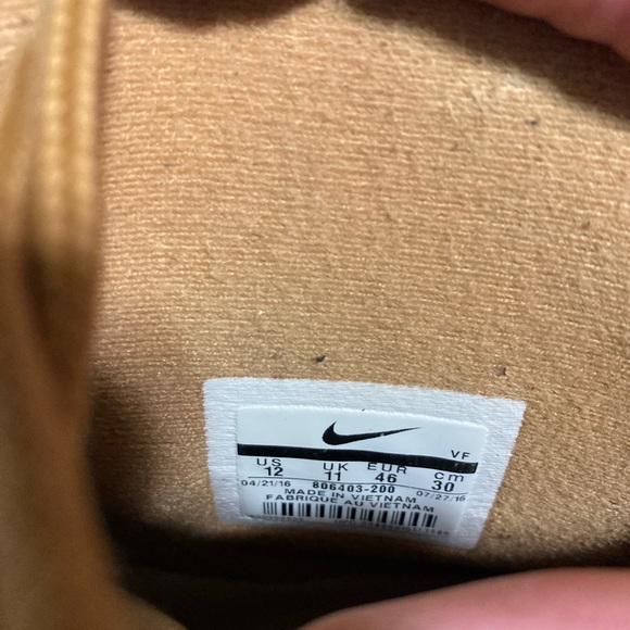 Mens Nike Air Force 1 Flax/Wheat Sz12  806403-200 - Picture 6 of 8